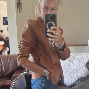 Vintage rustic lightweight butter soft Brown Leather Jacket no tags